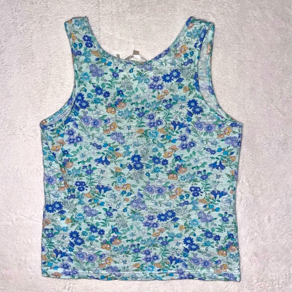 LoveShackFancy Blue Floral Albany Tank Top in Frosted Jade size Medium - Picture 5 of 7